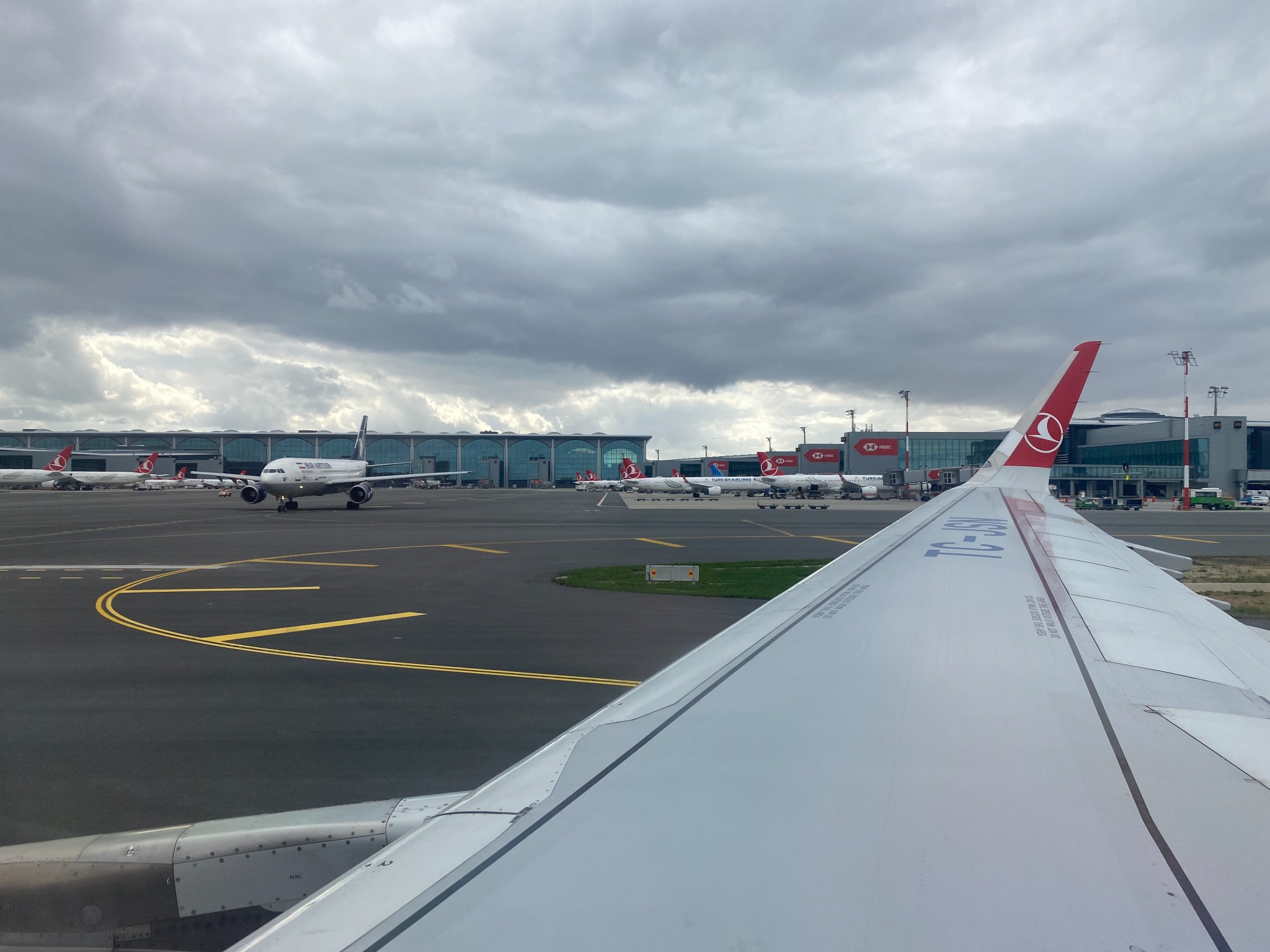 Airport runway wing view